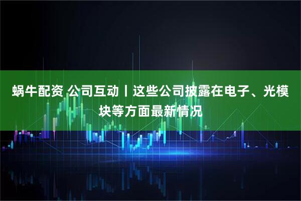 蜗牛配资 公司互动丨这些公司披露在电子、光模块等方面最新情况