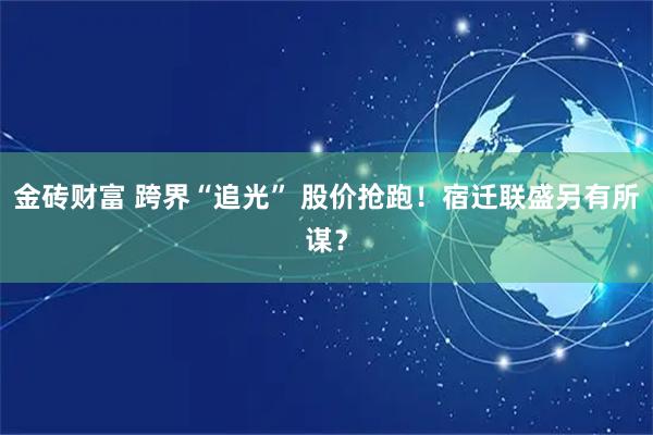 金砖财富 跨界“追光” 股价抢跑！宿迁联盛另有所谋？