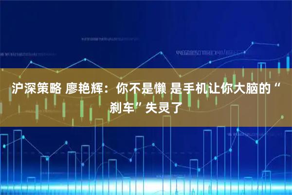 沪深策略 廖艳辉：你不是懒 是手机让你大脑的“刹车”失灵了