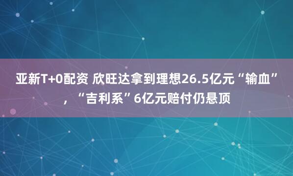 亚新T+0配资 欣旺达拿到理想26.5亿元“输血”，“吉利系”6亿元赔付仍悬顶